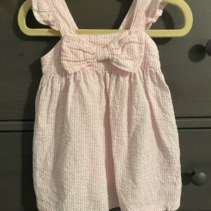 Rufflebutts Pink Seersucker Dress with Bow